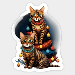 Cat Christmas Tree Sticker